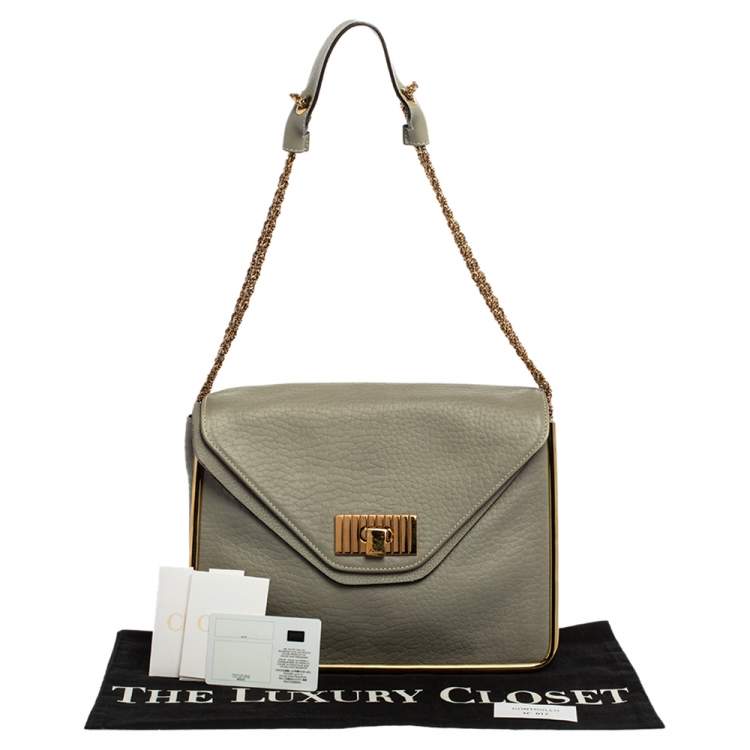 مملوكة مسبقًا Chloe Grey Leather Medium Sally Flap Shoulder Bag