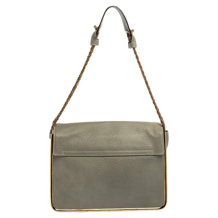 مملوكة مسبقًا Chloe Grey Leather Medium Sally Flap Shoulder Bag