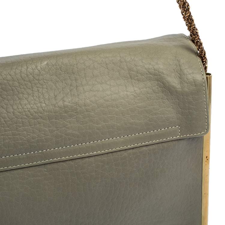 مملوكة مسبقًا Chloe Grey Leather Medium Sally Flap Shoulder Bag