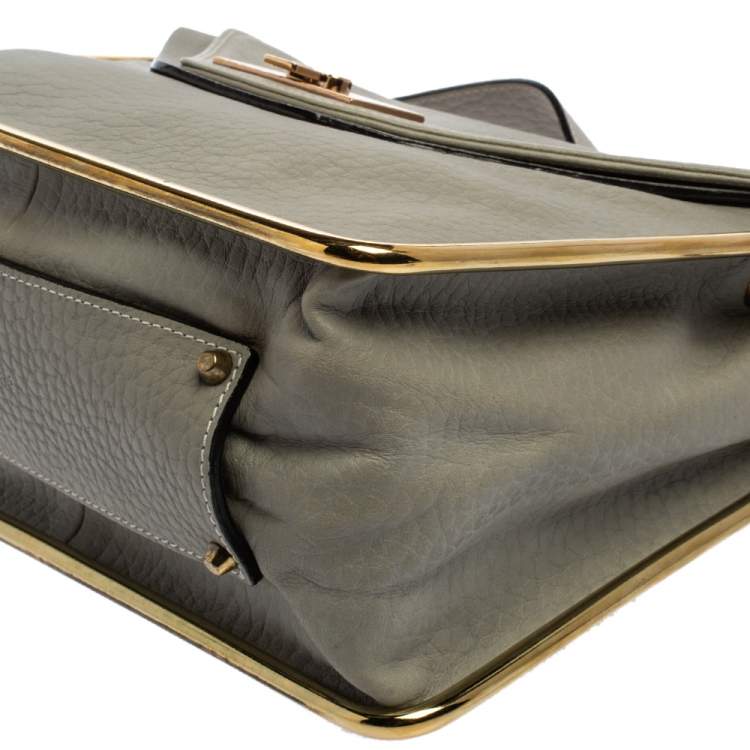 مملوكة مسبقًا Chloe Grey Leather Medium Sally Flap Shoulder Bag