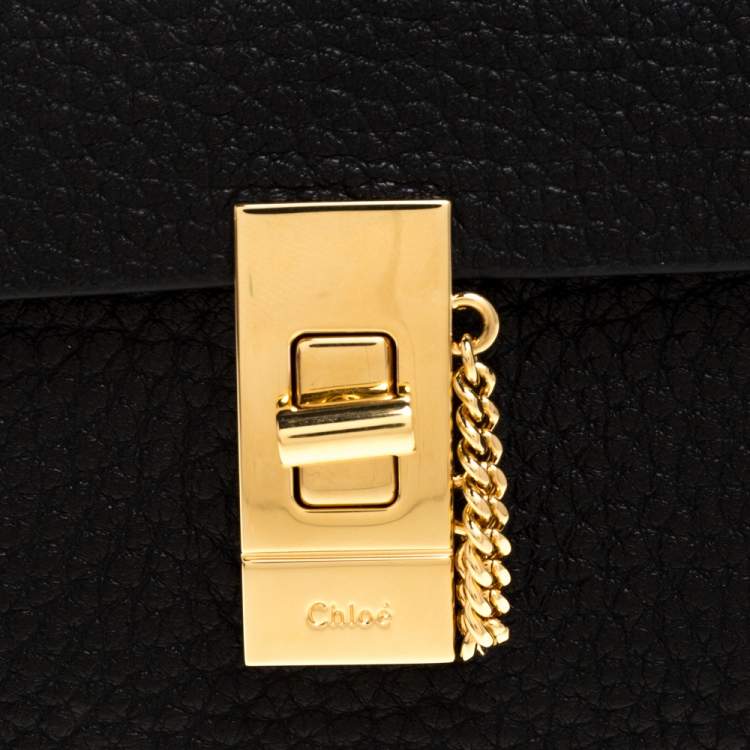 Pre Owned Chloe Black Leather Drew Compact Wallet