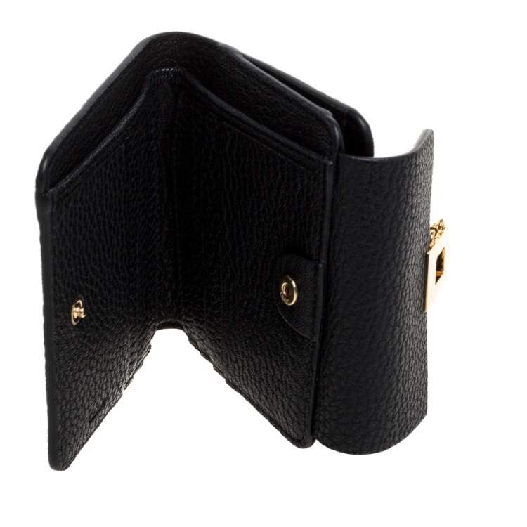 Pre Owned Chloe Black Leather Drew Compact Wallet