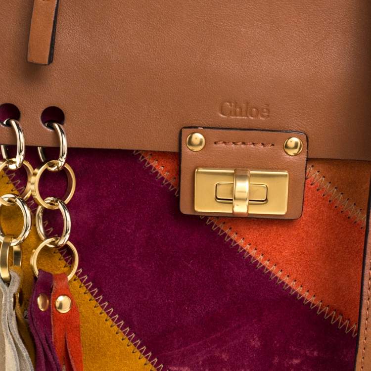 Pre Owned Chloe Multicolor  Leather and Suede  Small Jane Tassel Shoulder Bag