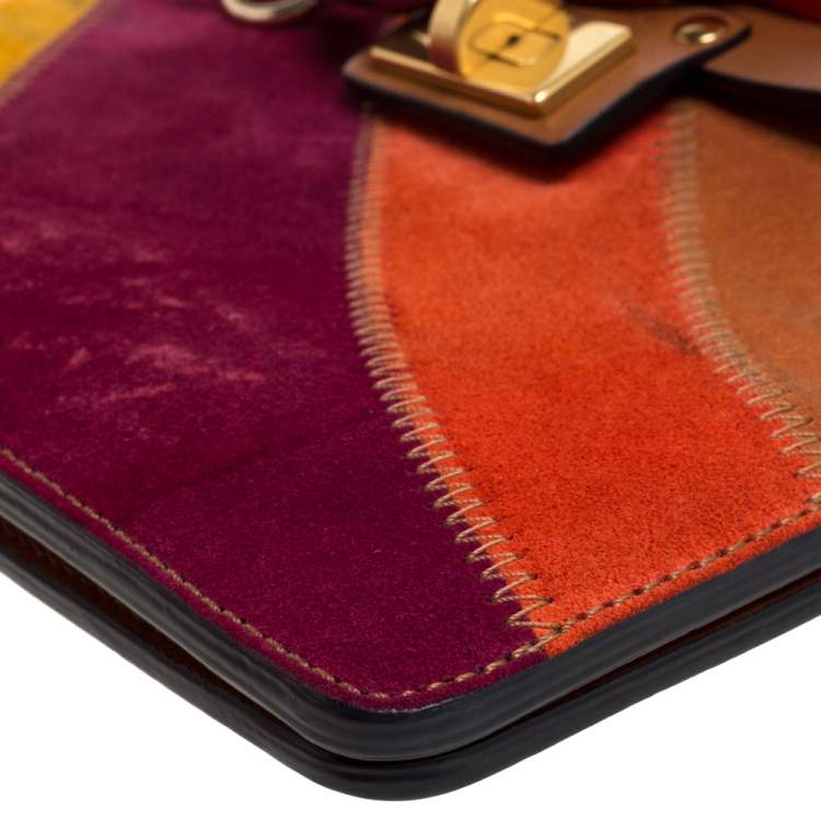 Pre Owned Chloe Multicolor  Leather and Suede  Small Jane Tassel Shoulder Bag
