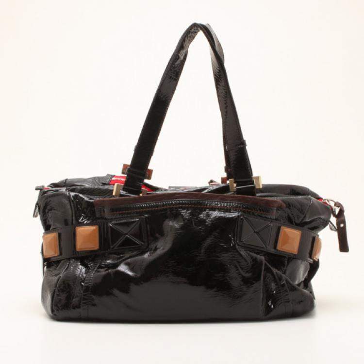 Pre Owned Chloe Black Patent Leather 'Audra' Tote
