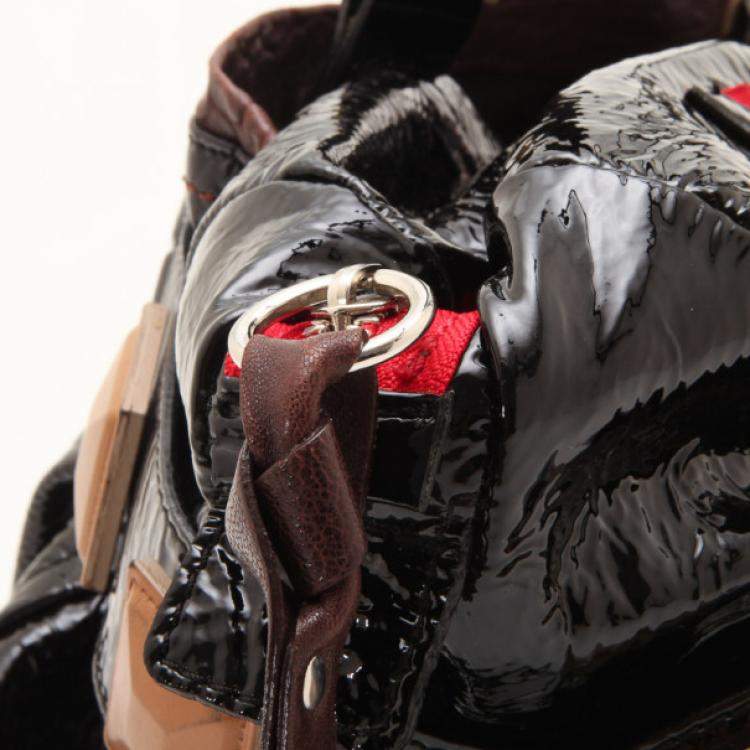 Pre Owned Chloe Black Patent Leather 'Audra' Tote