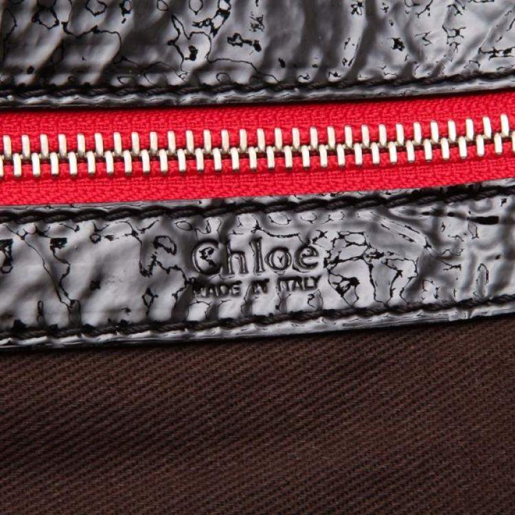 Pre Owned Chloe Black Patent Leather 'Audra' Tote
