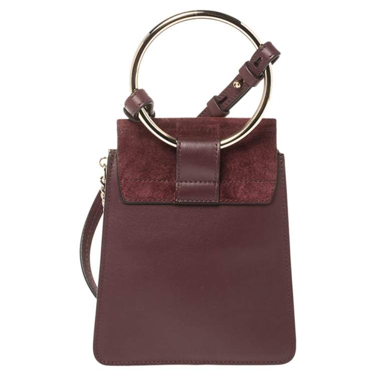 Pre Owned Chloe Dark Burgundy Leather and Suede Mini Faye Crossbody Bag