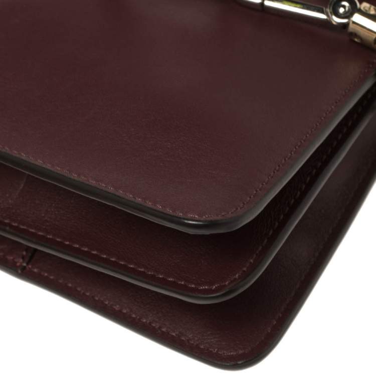 Pre Owned Chloe Dark Burgundy Leather and Suede Mini Faye Crossbody Bag