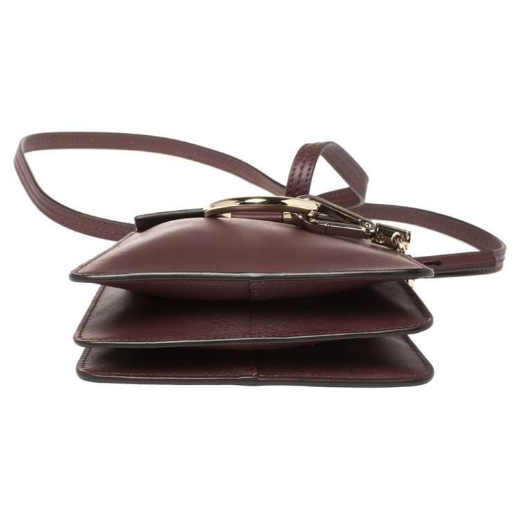 Pre Owned Chloe Dark Burgundy Leather and Suede Mini Faye Crossbody Bag