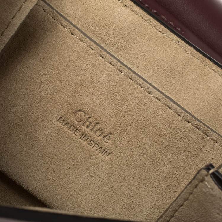 Pre Owned Chloe Dark Burgundy Leather and Suede Mini Faye Crossbody Bag