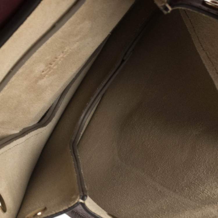 Pre Owned Chloe Dark Burgundy Leather and Suede Mini Faye Crossbody Bag