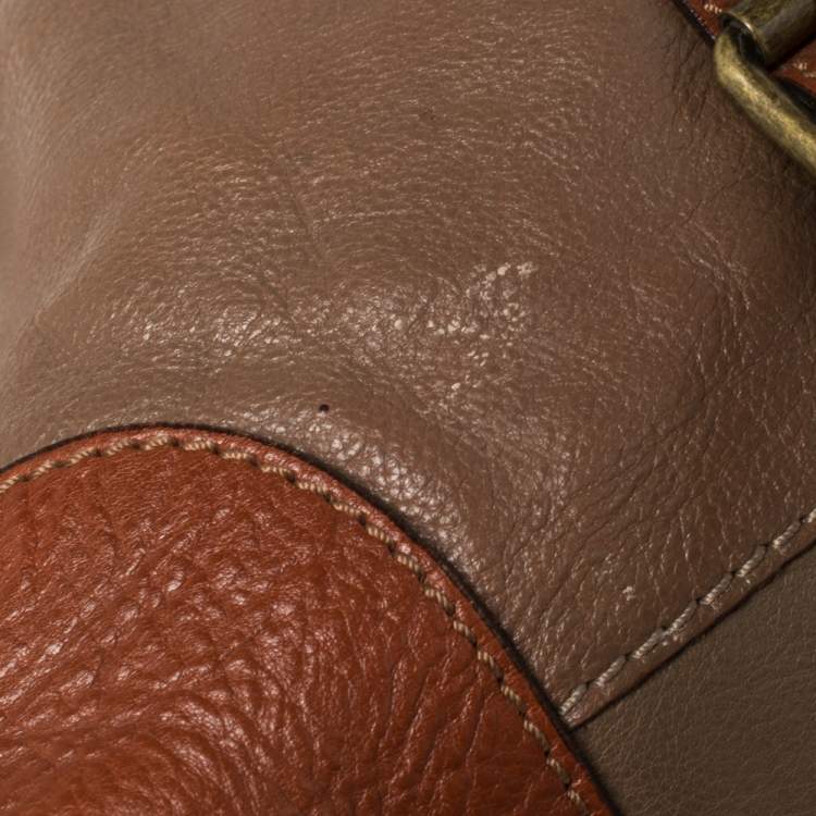 Pre Owned Chloe Brown/Tan Leather Zip Satchel