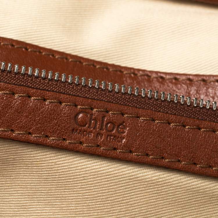 Pre Owned Chloe Brown/Tan Leather Zip Satchel