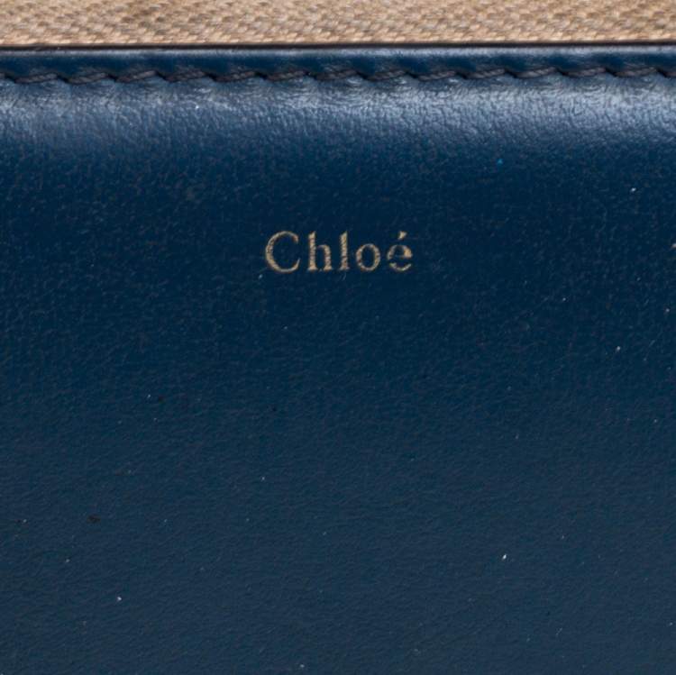 Pre Owned Chloe Blue Python and Leather Baylee Zip Around Continental Wallet