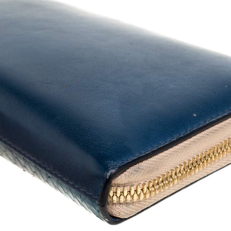 Pre Owned Chloe Blue Python and Leather Baylee Zip Around Continental Wallet