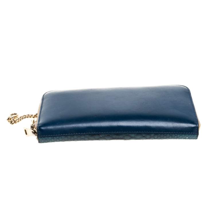 Pre Owned Chloe Blue Python and Leather Baylee Zip Around Continental Wallet
