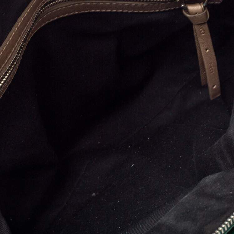 Pre Owned Chloe Green Patent Leather Double Zip Pocket Satchel