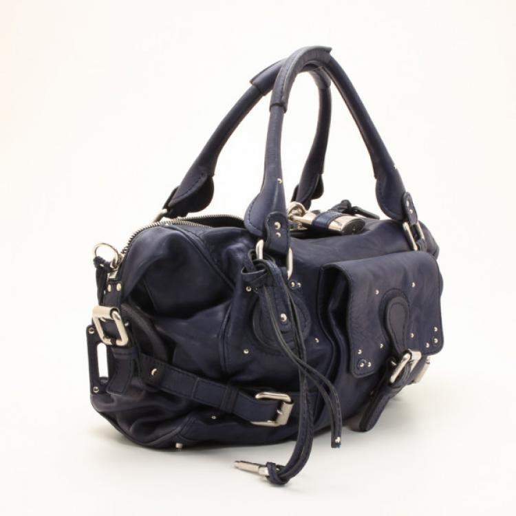 Pre Owned Chloe Navy Blue Large Paddington Tote