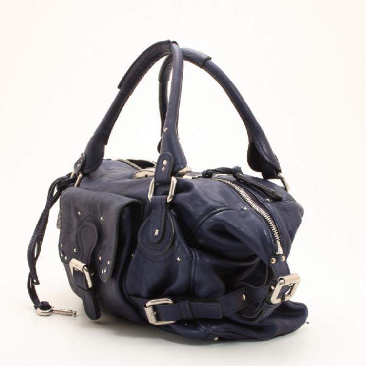 Pre Owned Chloe Navy Blue Large Paddington Tote