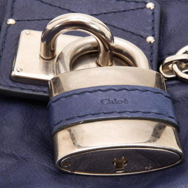 Pre Owned Chloe Navy Blue Large Paddington Tote