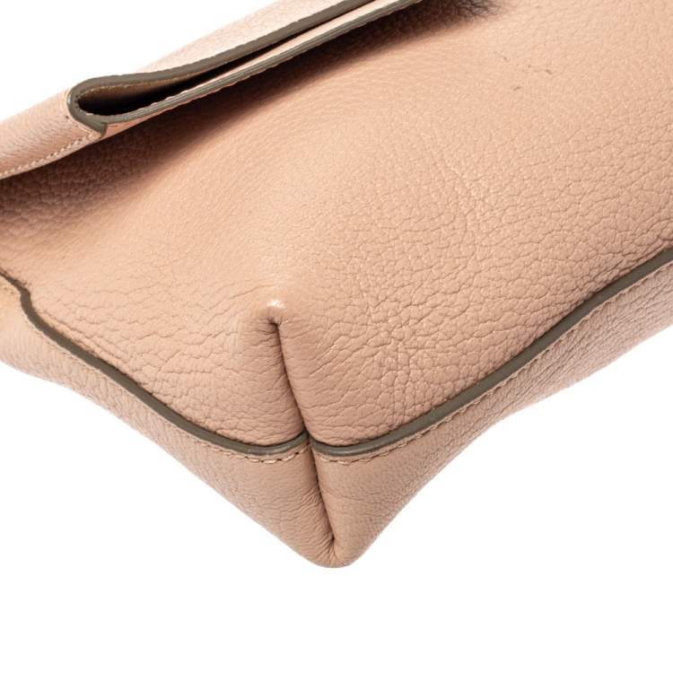 Pre Owned Chloe Powder Pink Grained Leather Drew Fold Over Clutch