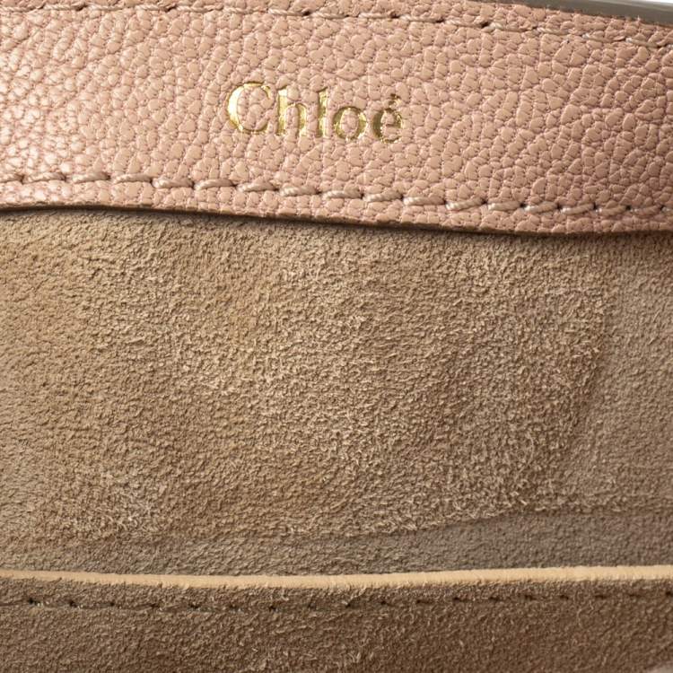 Pre Owned Chloe Powder Pink Grained Leather Drew Fold Over Clutch