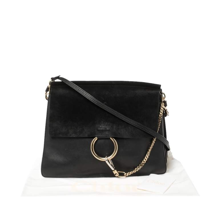 Pre Owned Chloe Black Leather and Suede Medium Faye Shoulder Bag
