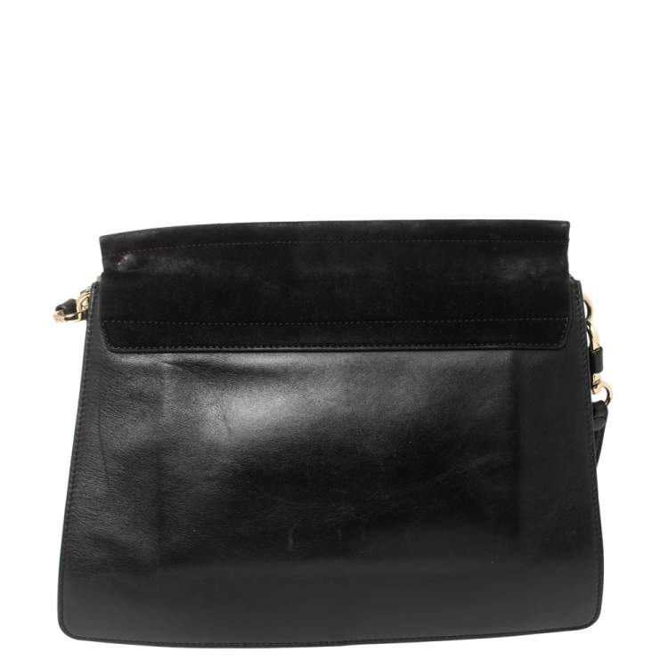 Pre Owned Chloe Black Leather and Suede Medium Faye Shoulder Bag