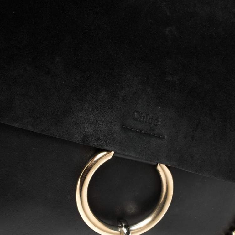 Pre Owned Chloe Black Leather and Suede Medium Faye Shoulder Bag