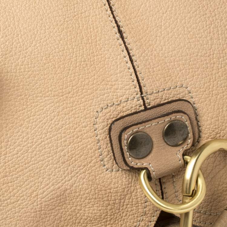 Pre Owned Chloe Beige Leather Flap Shoulder Bag