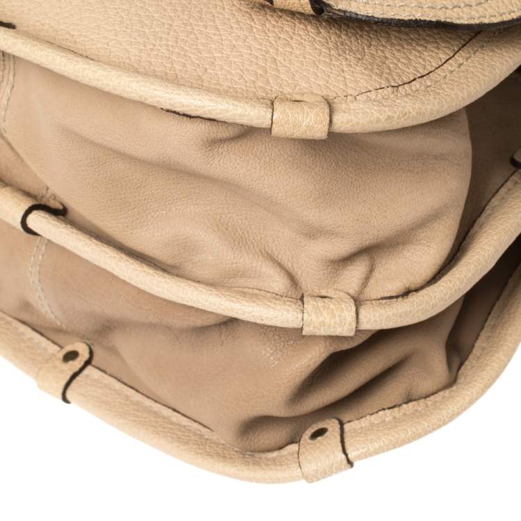 Pre Owned Chloe Beige Leather Flap Shoulder Bag