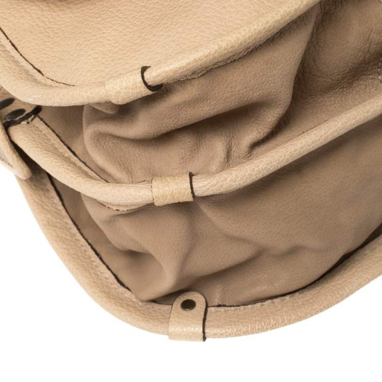 Pre Owned Chloe Beige Leather Flap Shoulder Bag