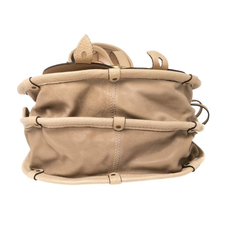 Pre Owned Chloe Beige Leather Flap Shoulder Bag