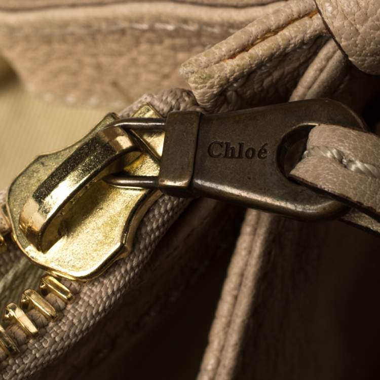 Pre Owned Chloe Beige Leather Flap Shoulder Bag
