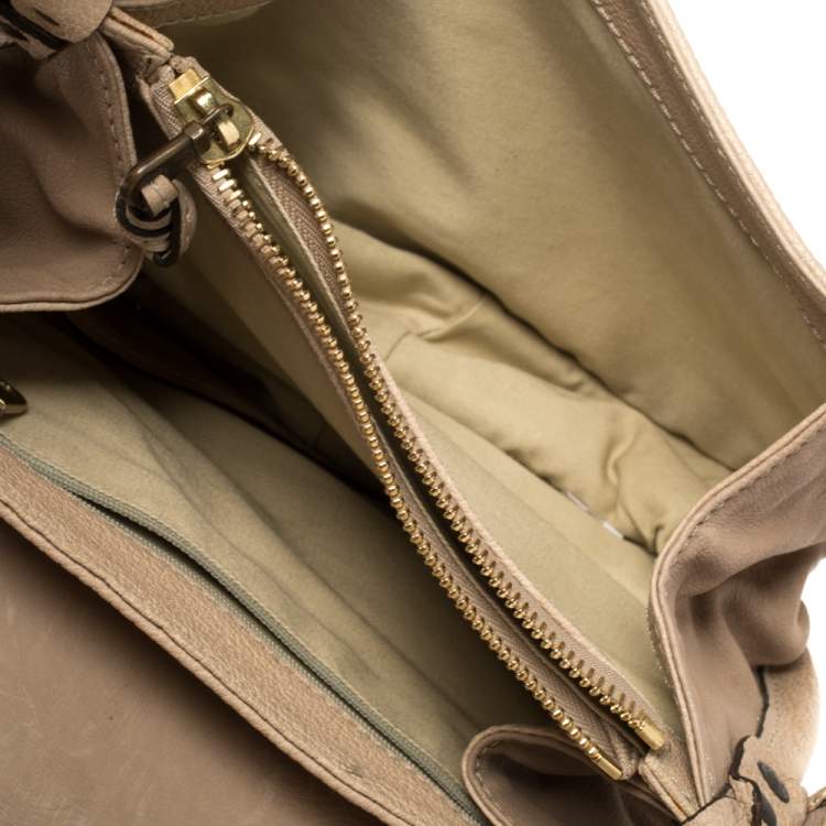 Pre Owned Chloe Beige Leather Flap Shoulder Bag