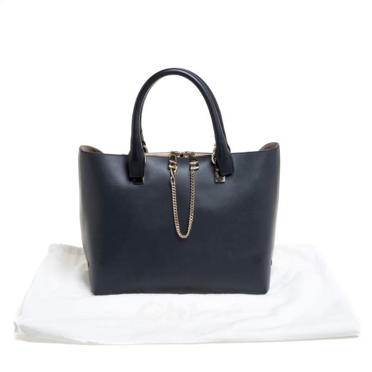 Pre Owned Chloe Black/Grey Leather Medium Baylee Tote