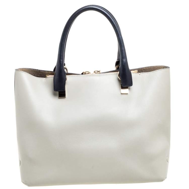 Pre Owned Chloe Black/Grey Leather Medium Baylee Tote