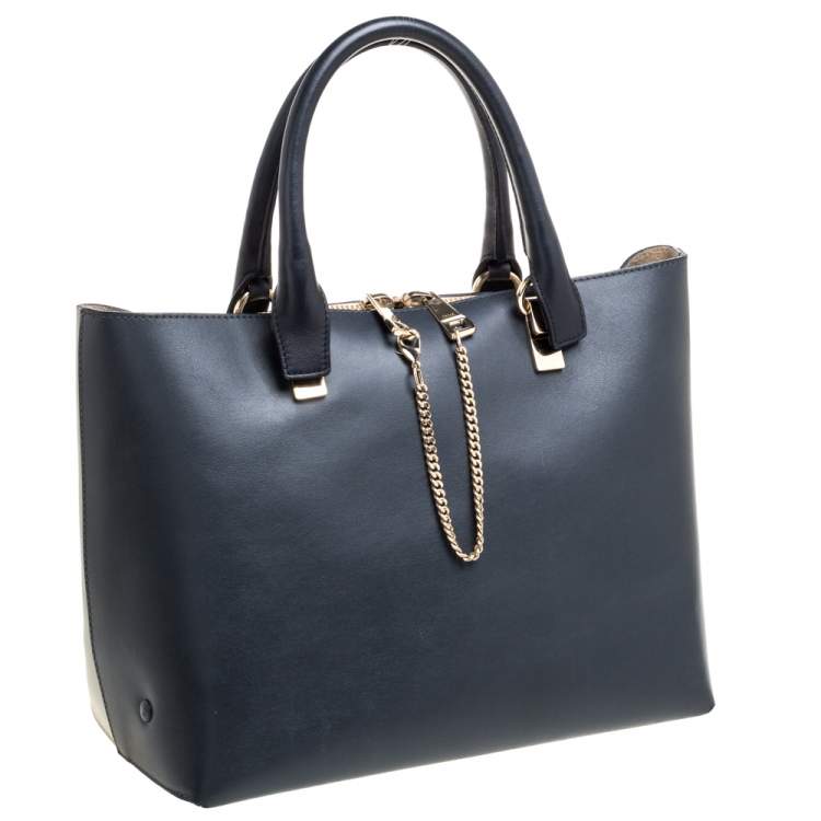 Pre Owned Chloe Black/Grey Leather Medium Baylee Tote