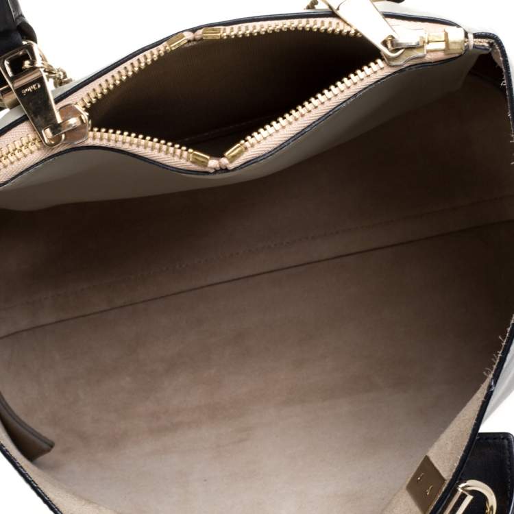 Pre Owned Chloe Black/Grey Leather Medium Baylee Tote