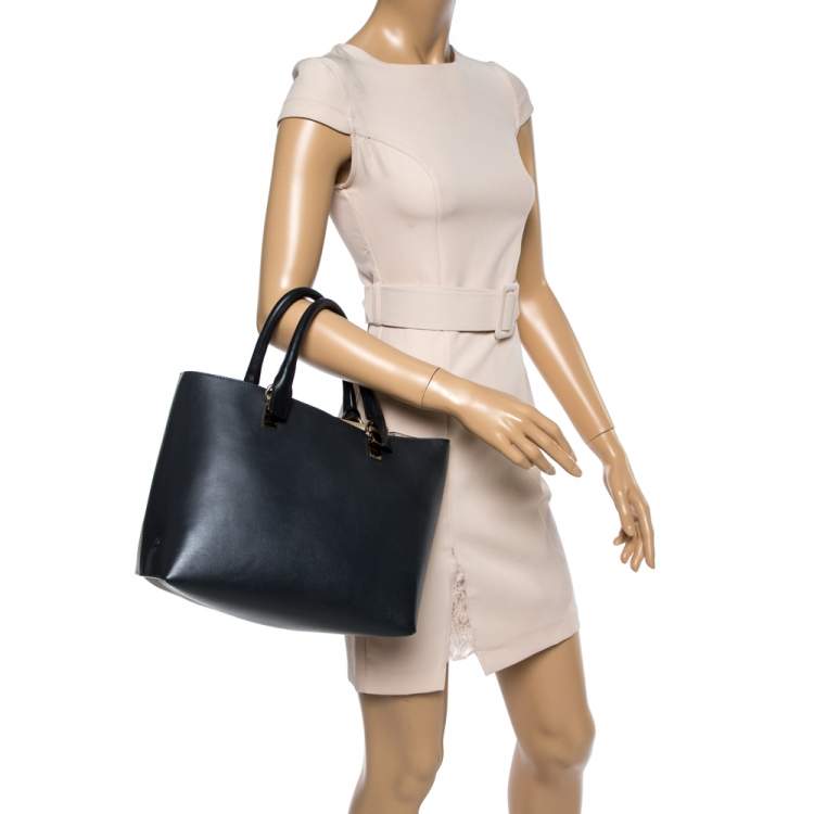 Pre Owned Chloe Black/Grey Leather Medium Baylee Tote