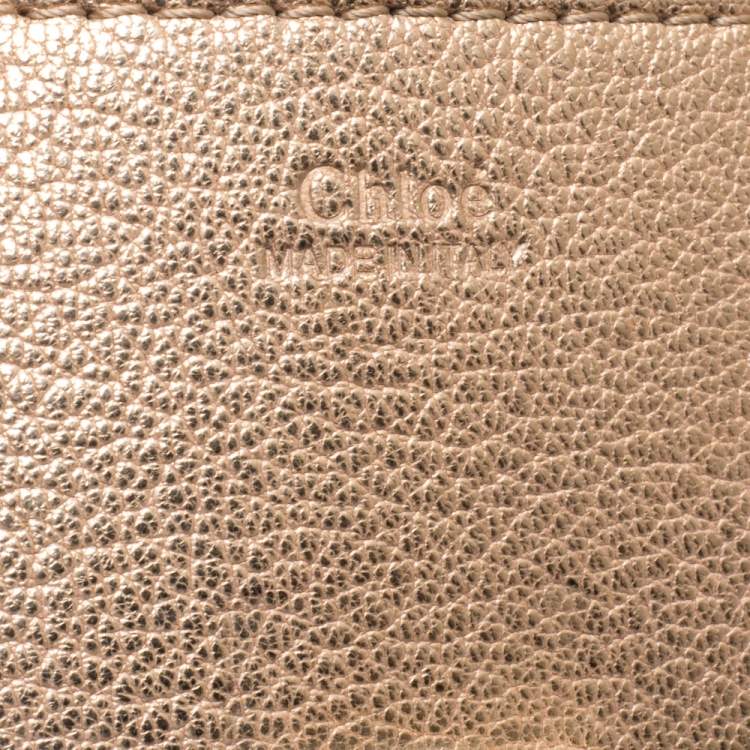 Pre Owned Chloé Metallic Gold Leather Small Drew Shoulder Bag