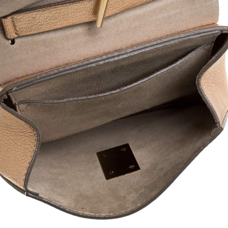 Pre Owned Chloé Metallic Gold Leather Small Drew Shoulder Bag
