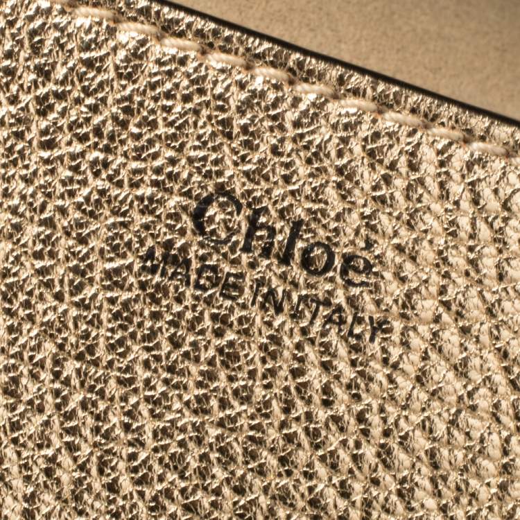 Pre Owned Chloe Metallic Gold Leather Medium Drew Shoulder Bag