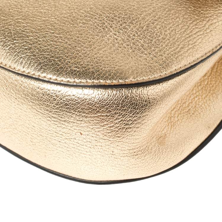 Pre Owned Chloe Metallic Gold Leather Medium Drew Shoulder Bag