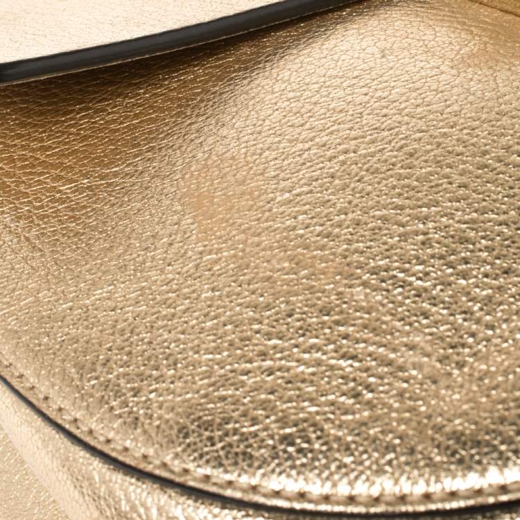 Pre Owned Chloe Metallic Gold Leather Medium Drew Shoulder Bag