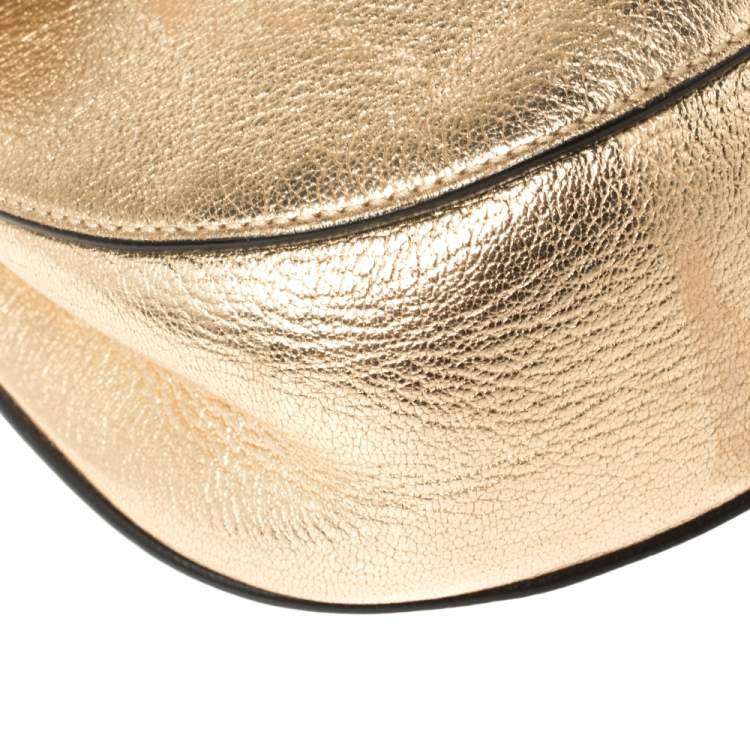 Pre Owned Chloe Metallic Gold Leather Medium Drew Shoulder Bag