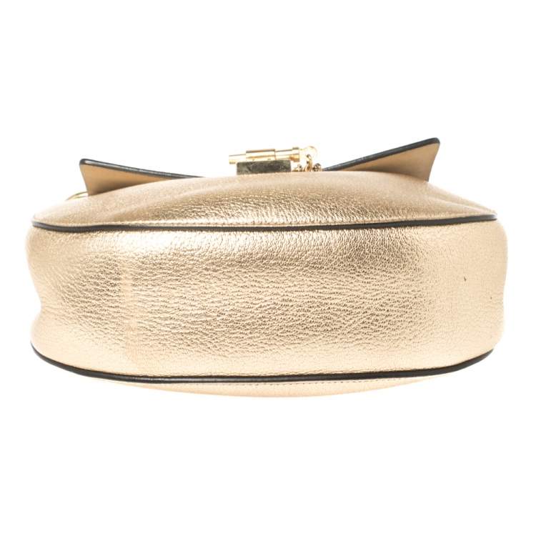 Pre Owned Chloe Metallic Gold Leather Medium Drew Shoulder Bag
