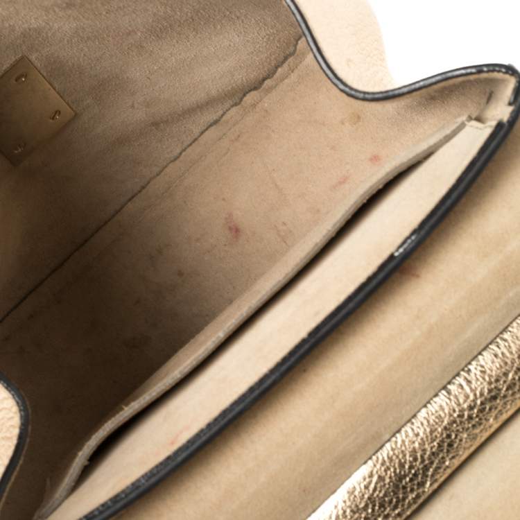 Pre Owned Chloe Metallic Gold Leather Medium Drew Shoulder Bag