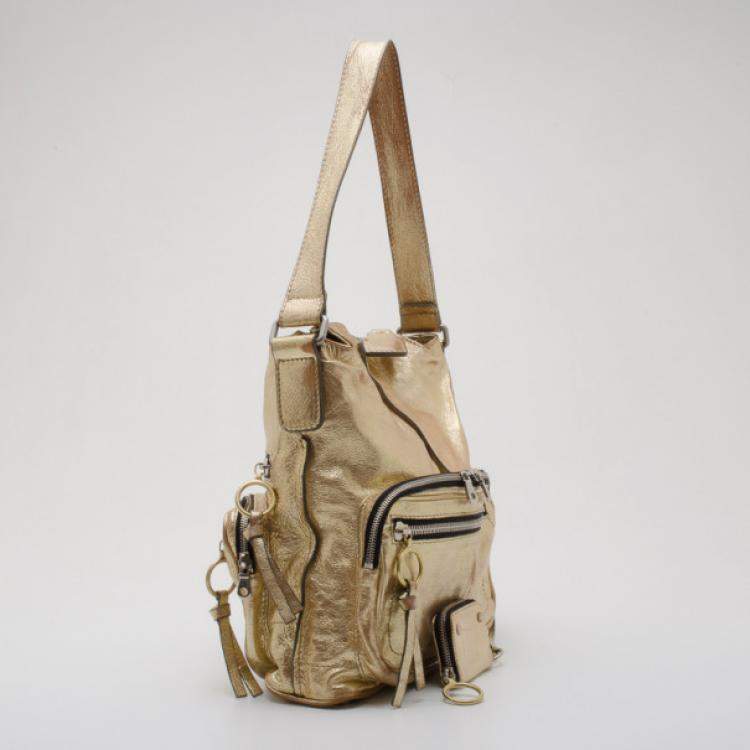 Pre Owned Chloe Metallic Gold Large Shoulder Bag